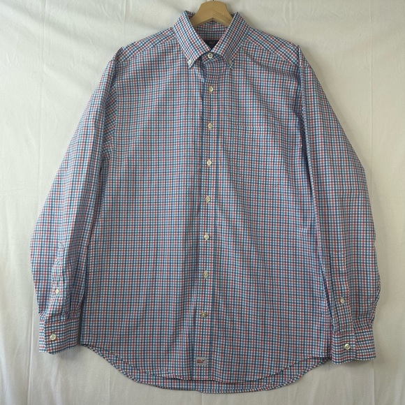 Vineyard Vines Shirt Mens Size M Blue Red Plaid Classic Fit Murray Button Up - Picture 1 of 9